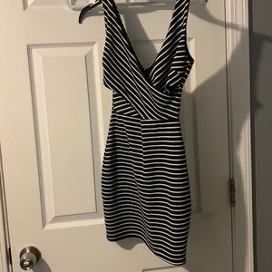 black and white striped dress